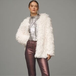 ANTHROPOLOGIE IVORY FUR COAT